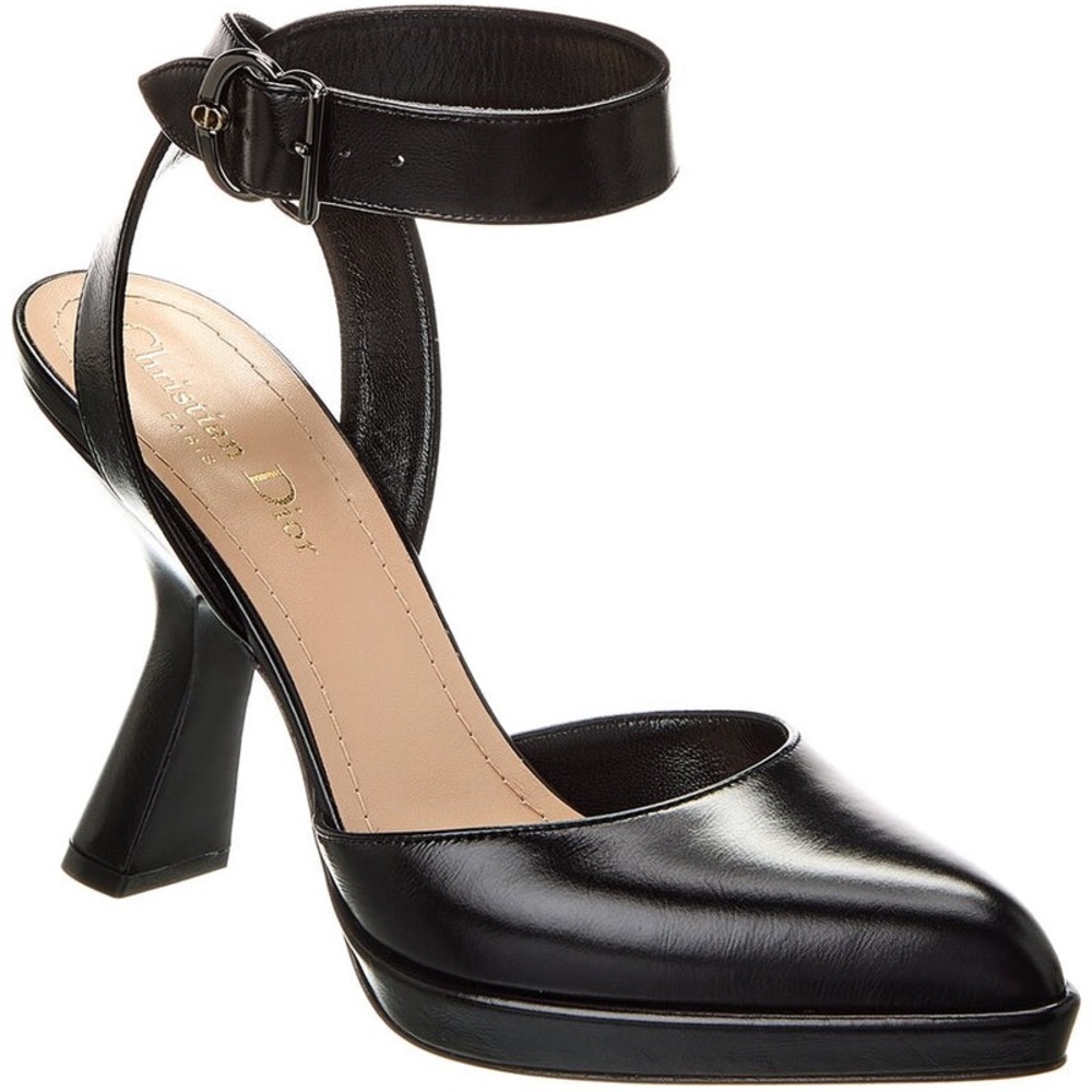 Dior Black Leather Ankle-Strap Sculpted-Heel Pump